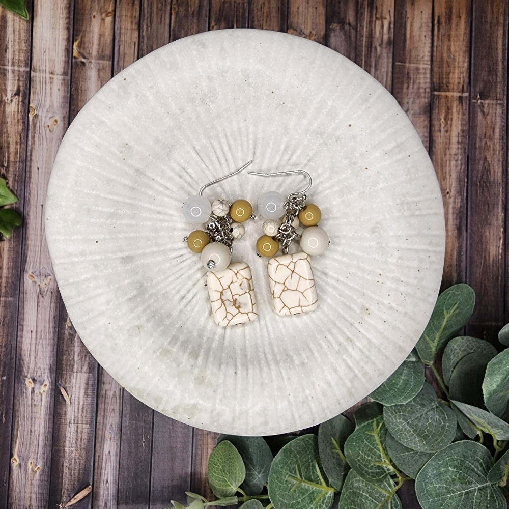 Beaded and marble earrings